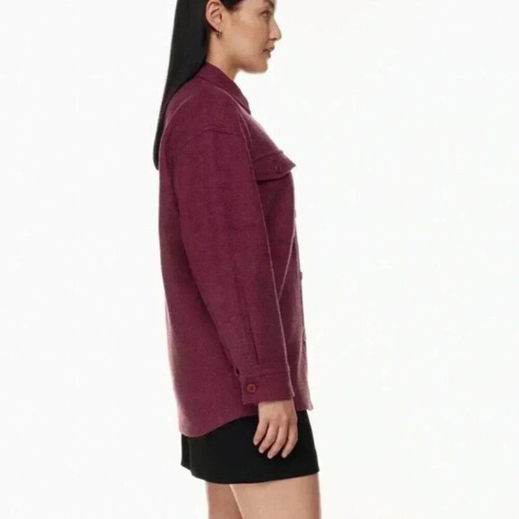 Aritzia Babaton Women's Shacket Joan Shirt Jacket Oversized Tweed Pink Plaid - Picture 8 of 16